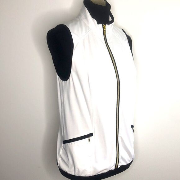 Zenergy GOLF by Chico's White Zip-up Jersey Vest with Black Edging - Picture 2 of 10